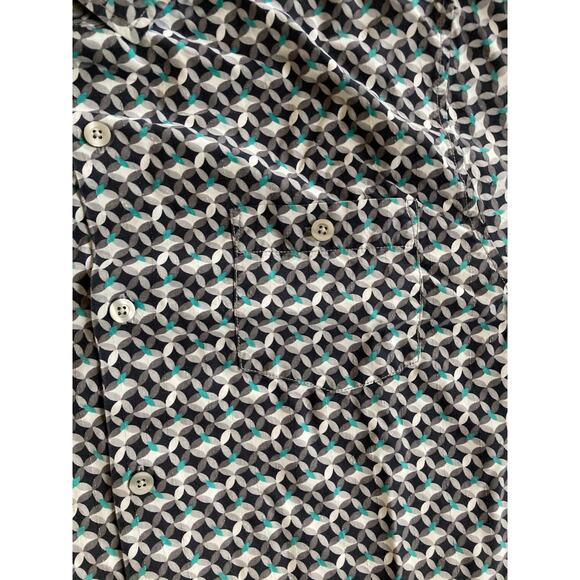 Tommy Bahama Button Shirt Large Silk Geometric Short Sleeve Black Green Retro - Picture 5 of 13